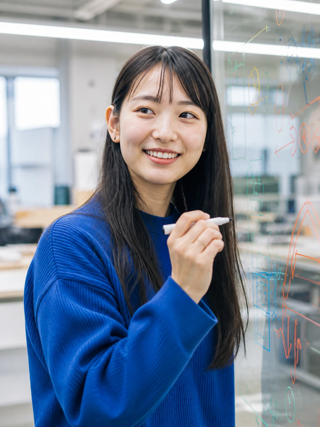 アイデアを描く架空の学生
